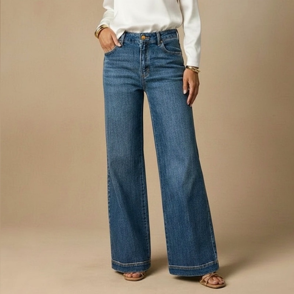 New! ARTEMIS VINTAGE RELAXED HIGH RISE PALAZZO JEANS sz 5/26 med stone wash